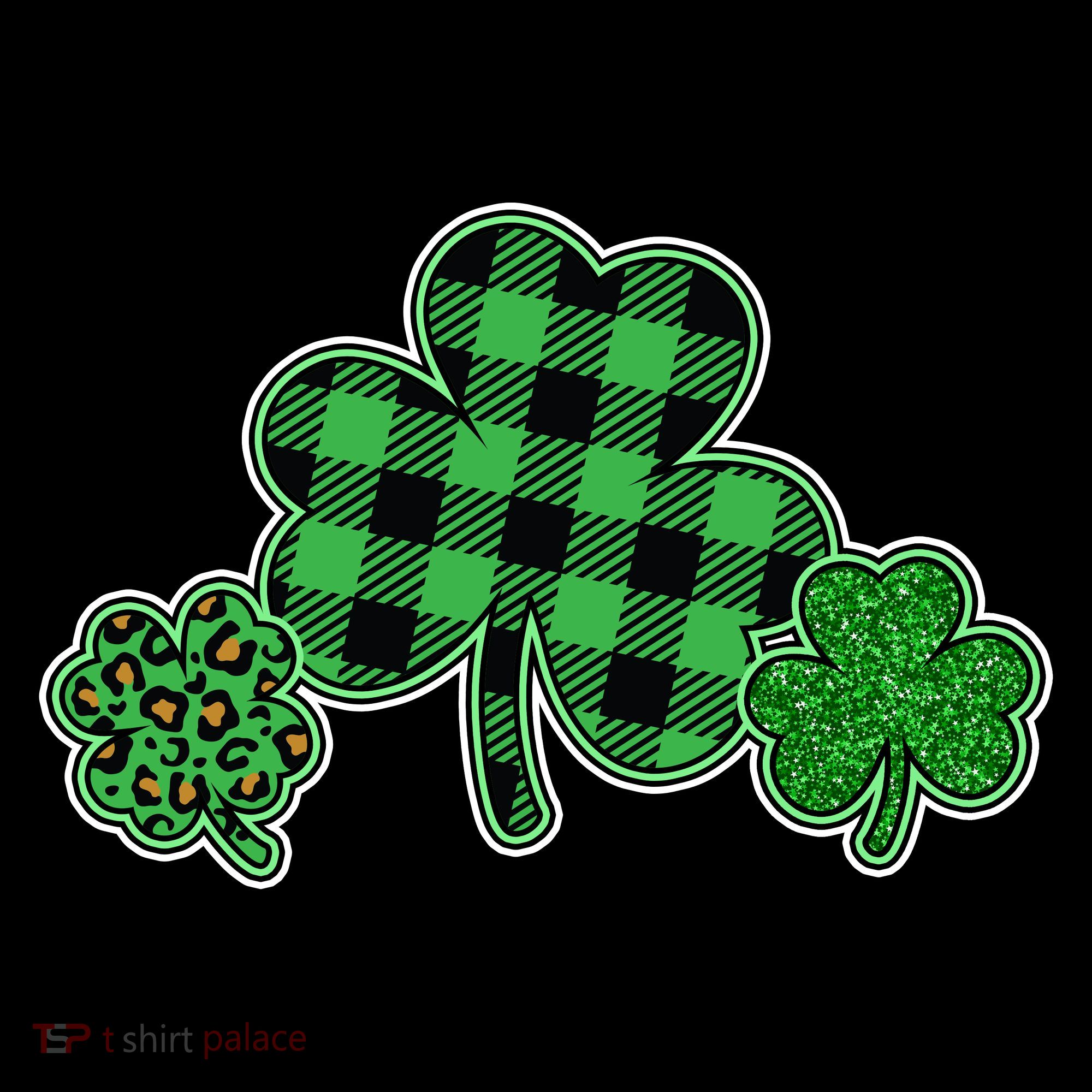 Cute St Patrick's Day Plaid Leopard Print Shamrocks Clovers Ornament