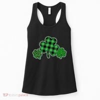 Cute St Patrick's Day Plaid Leopard Print Shamrocks Clovers Women's Tank Top thumb 0
