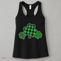 Cute St Patrick's Day Plaid Leopard Print Shamrocks Clovers Women's Tank Top thumb 3