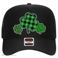 Cute St Patrick's Day Plaid Leopard Print Shamrocks Clovers Hat thumb 0