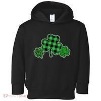 Cute St Patrick's Day Plaid Leopard Print Shamrocks Clovers Toddler Hoodie thumb 0