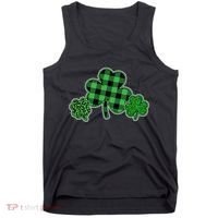 Cute St Patrick's Day Plaid Leopard Print Shamrocks Clovers Tank Top thumb 0