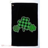 Cute St Patrick's Day Plaid Leopard Print Shamrocks Clovers Golf Towel thumb 0