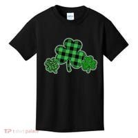 Cute St Patrick's Day Plaid Leopard Print Shamrocks Clovers Kids T-Shirt thumb 0
