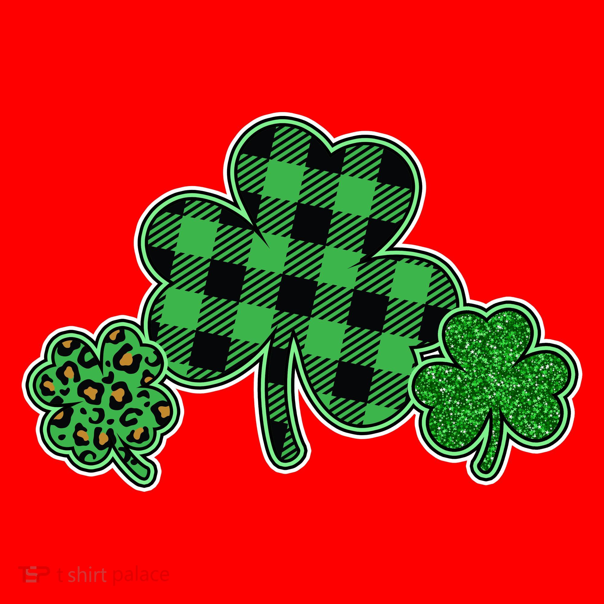 Cute St Patrick's Day Plaid Leopard Print Shamrocks Clovers Santa Hat