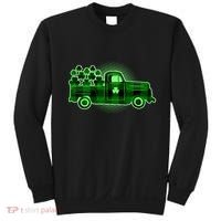 Cute St Patrick's Day Plaid Pick Up Truck Full Of Shamrocks Clovers Sweatshirt thumb 0