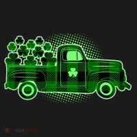 Cute St Patrick's Day Plaid Pick Up Truck Full Of Shamrocks Clovers Ornament thumb 1