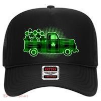 Cute St Patrick's Day Plaid Pick Up Truck Full Of Shamrocks Clovers Hat thumb 0