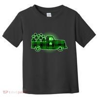 Cute St Patrick's Day Plaid Pick Up Truck Full Of Shamrocks Clovers Toddler T-Shirt thumb 0