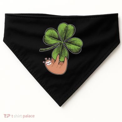 Cute St Patrick's Day Shamrock Sloth USA-Made Doggie Bandana
