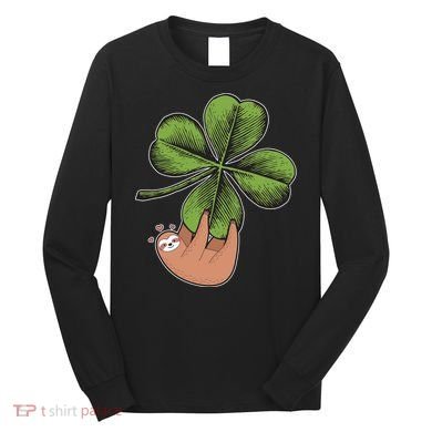 Cute St Patrick's Day Shamrock Sloth Long Sleeve Shirt