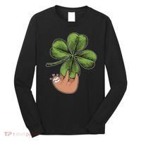 Cute St Patrick's Day Shamrock Sloth Long Sleeve Shirt thumb 0