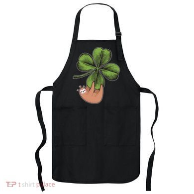Cute St Patrick's Day Shamrock Sloth Apron