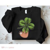 Cute St Patrick's Day Shamrock Sloth Sweatshirt thumb 2