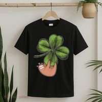 Cute St Patrick's Day Shamrock Sloth T-Shirt thumb 2