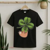 Cute St Patrick's Day Shamrock Sloth T-Shirt thumb 2