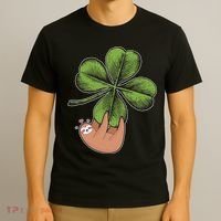 Cute St Patrick's Day Shamrock Sloth T-Shirt thumb 3