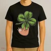 Cute St Patrick's Day Shamrock Sloth T-Shirt thumb 3