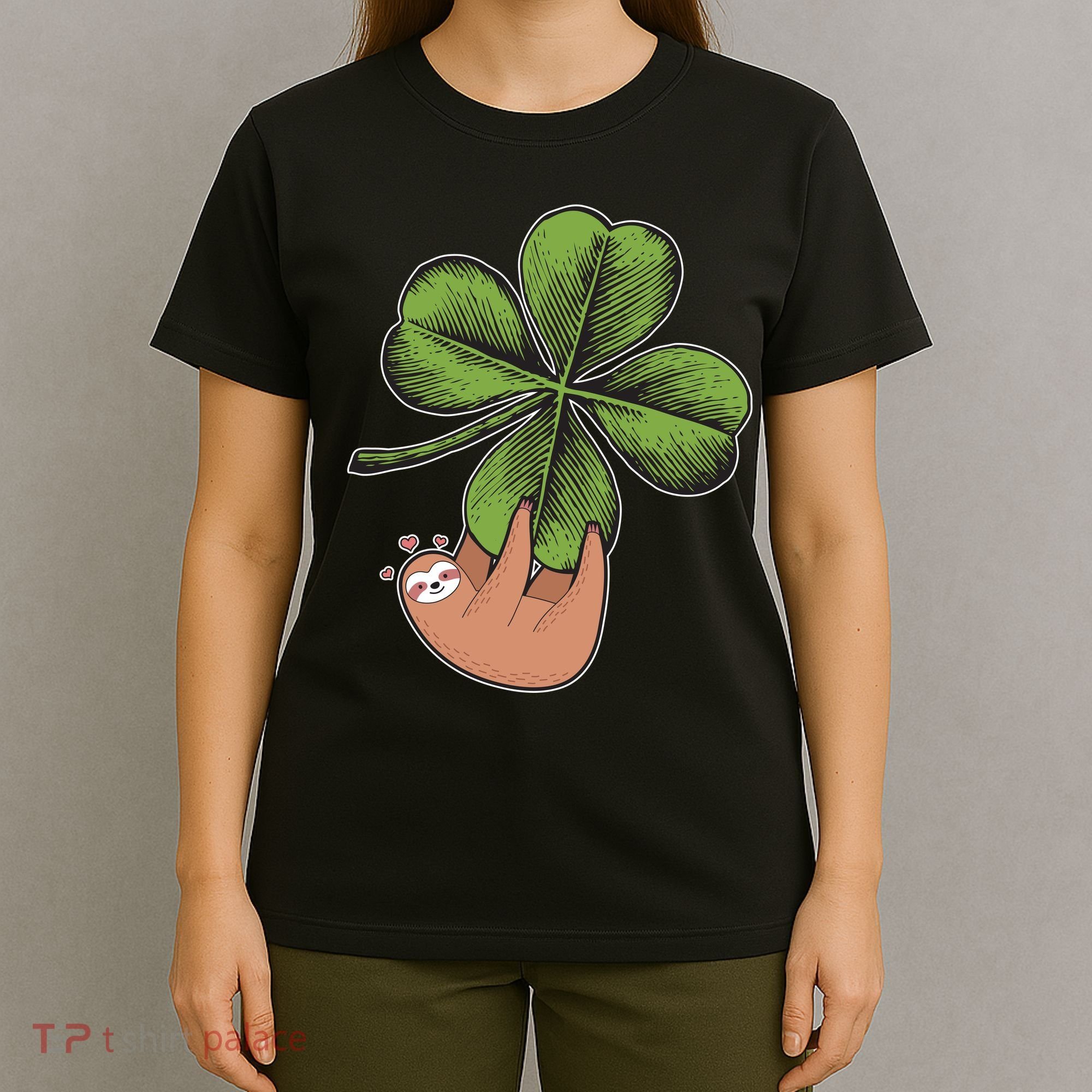 Cute St Patrick's Day Shamrock Sloth T-Shirt