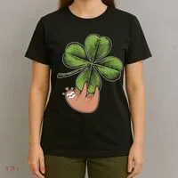 Cute St Patrick's Day Shamrock Sloth T-Shirt thumb 4