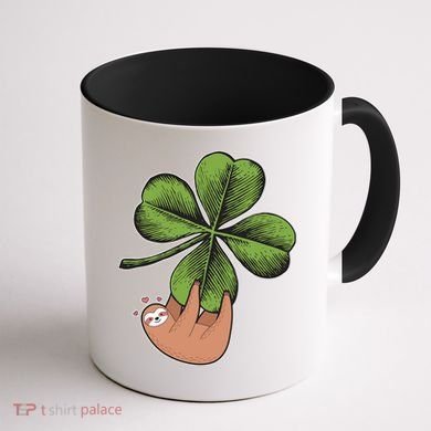 Cute St Patrick's Day Shamrock Sloth Coffee Mug back