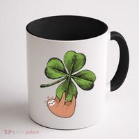 Cute St Patrick's Day Shamrock Sloth Coffee Mug thumb 1