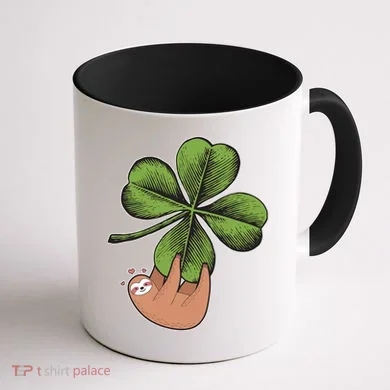 Cute St Patrick's Day Shamrock Sloth Coffee Mug back