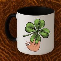 Cute St Patrick's Day Shamrock Sloth Coffee Mug thumb 2