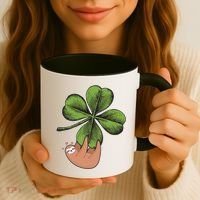 Cute St Patrick's Day Shamrock Sloth Coffee Mug thumb 3
