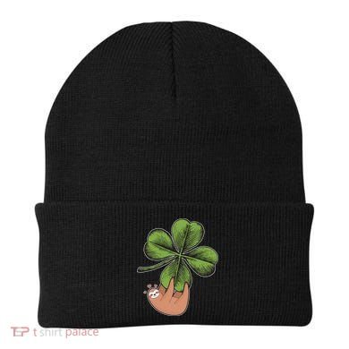 Cute St Patrick's Day Shamrock Sloth Beanie