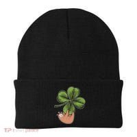 Cute St Patrick's Day Shamrock Sloth Beanie thumb 0