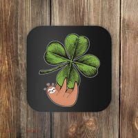 Cute St Patrick's Day Shamrock Sloth Coaster thumb 0