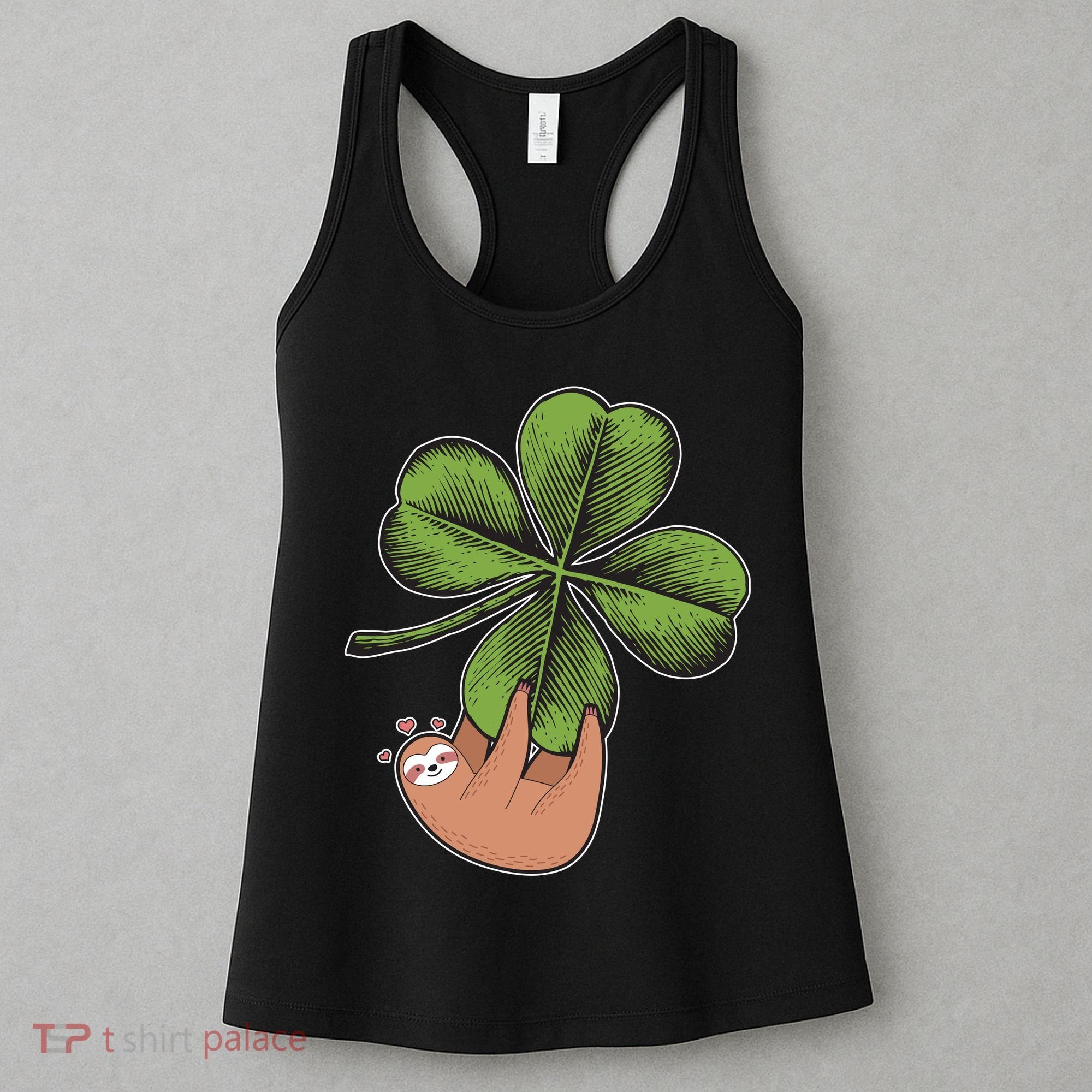 Cute St Patrick's Day Shamrock Sloth Women's Tank Top