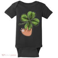 Cute St Patrick's Day Shamrock Sloth Baby Bodysuit thumb 0