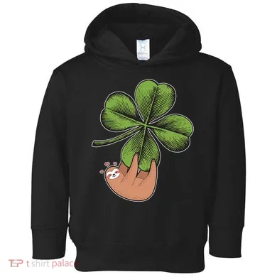 Cute St Patrick's Day Shamrock Sloth Toddler Hoodie