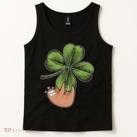 Cute St Patrick's Day Shamrock Sloth Tank Top thumb 2