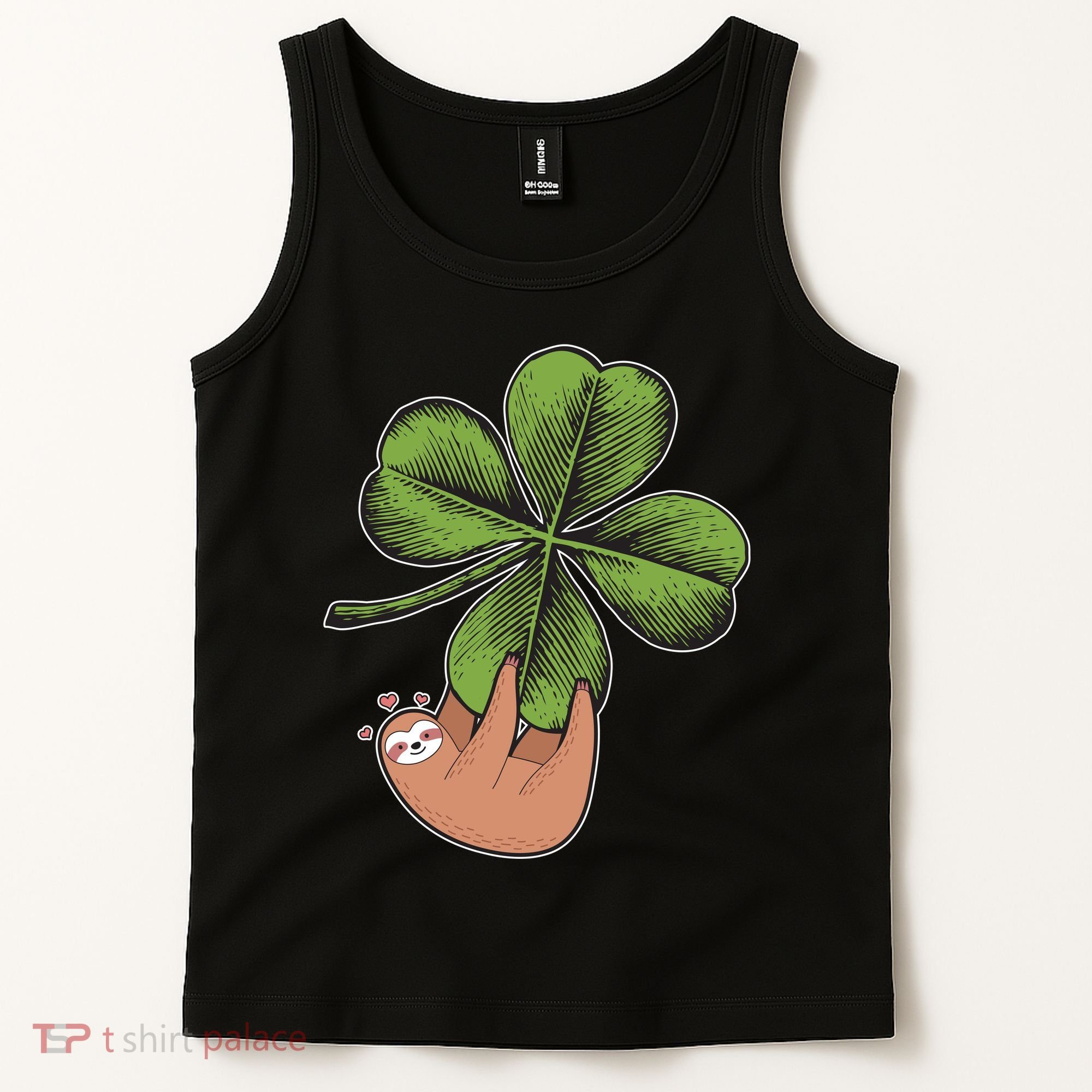 Cute St Patrick's Day Shamrock Sloth Tank Top