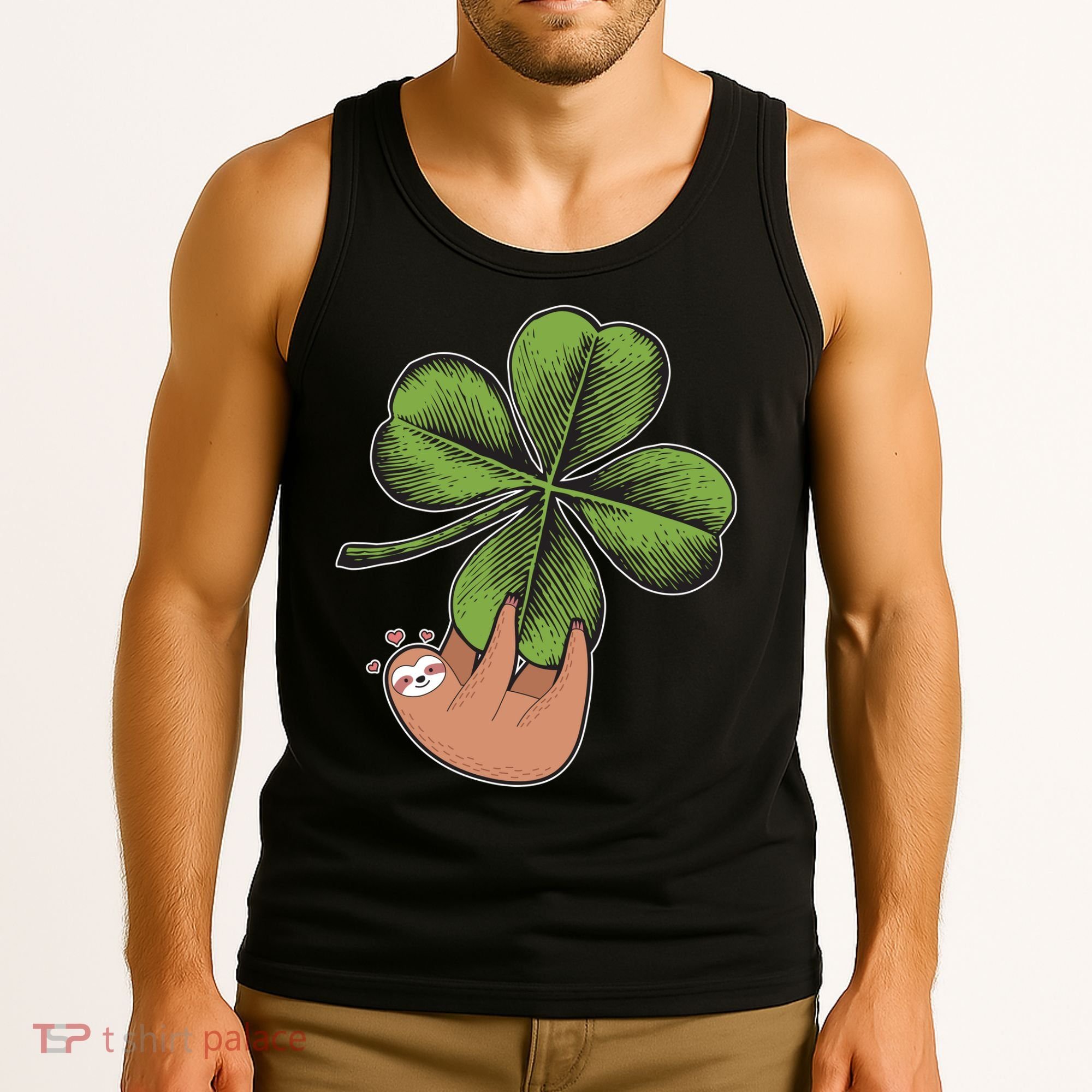 Cute St Patrick's Day Shamrock Sloth Tank Top