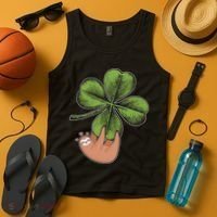 Cute St Patrick's Day Shamrock Sloth Tank Top thumb 4
