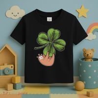 Cute St Patrick's Day Shamrock Sloth Toddler T-Shirt thumb 3