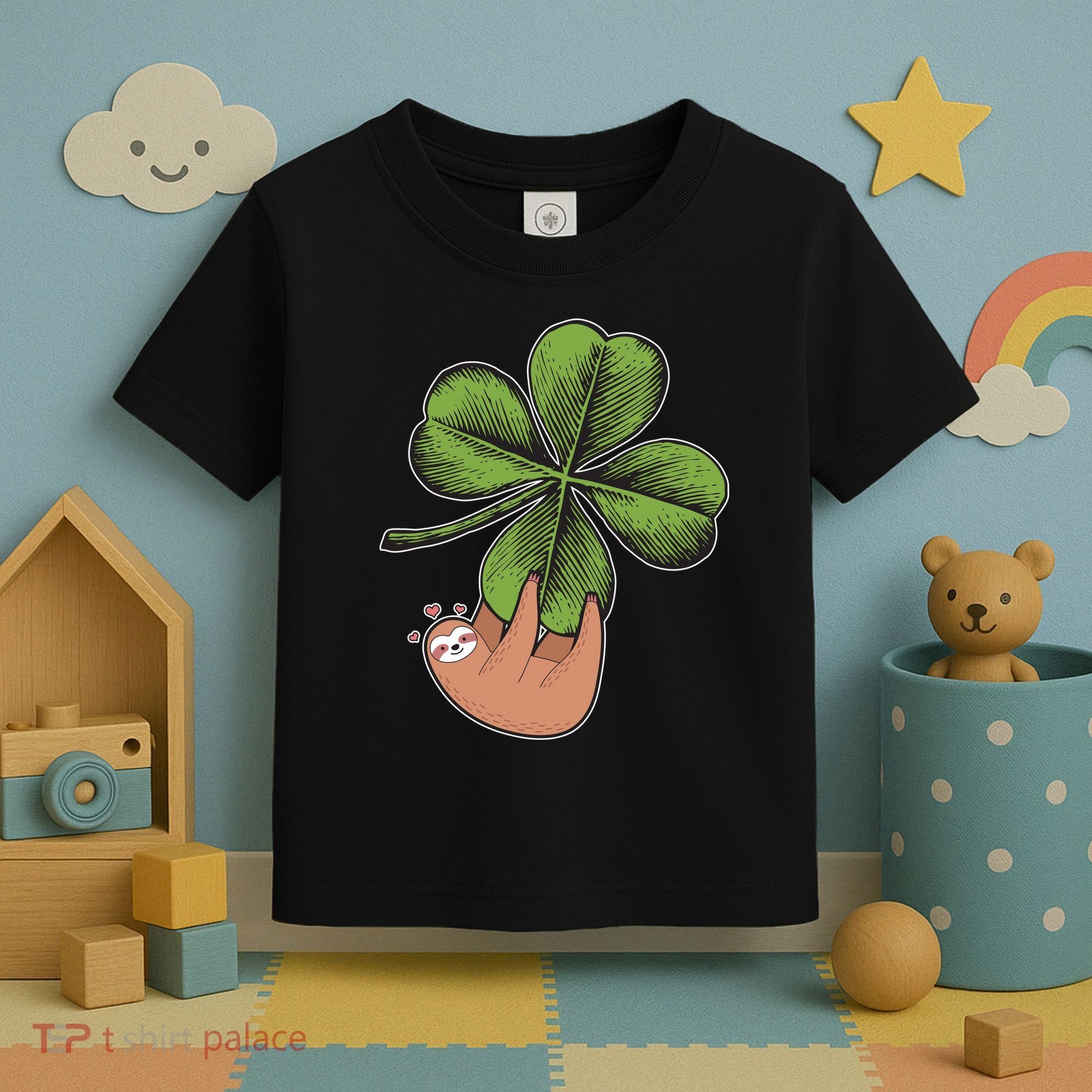 Cute St Patrick's Day Shamrock Sloth Toddler T-Shirt