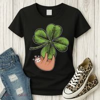 Cute St Patrick's Day Shamrock Sloth Women's T-Shirt thumb 3