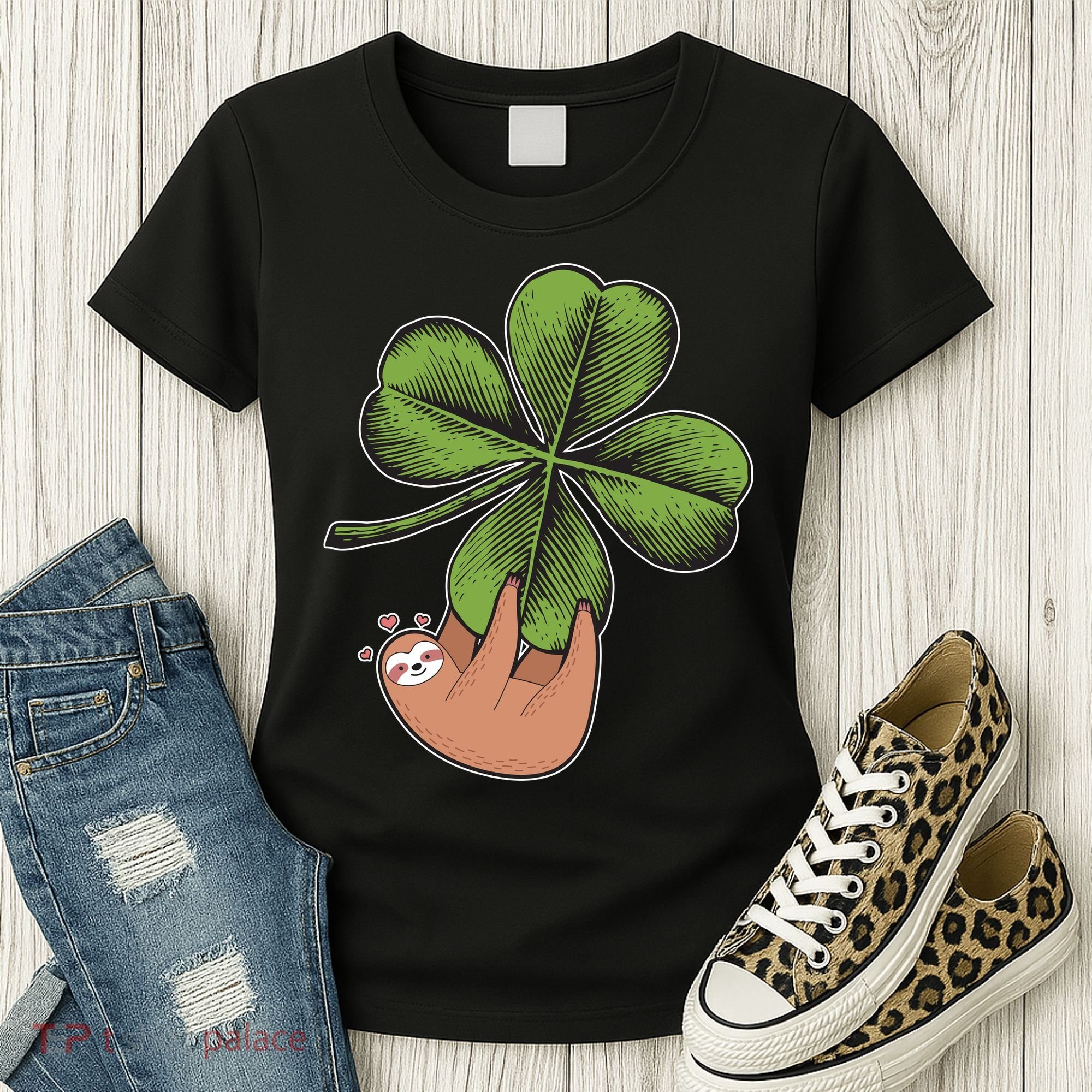 Cute St Patrick's Day Shamrock Sloth Women's T-Shirt