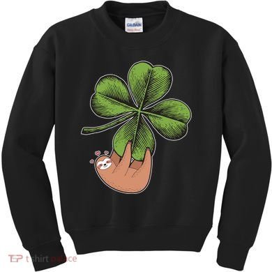 Cute St Patrick's Day Shamrock Sloth Kids Sweatshirt
