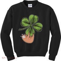 Cute St Patrick's Day Shamrock Sloth Kids Sweatshirt thumb 0