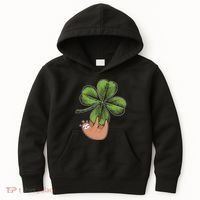 Cute St Patrick's Day Shamrock Sloth Kids Hoodie thumb 0