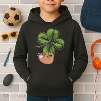Cute St Patrick's Day Shamrock Sloth Kids Hoodie thumb 2