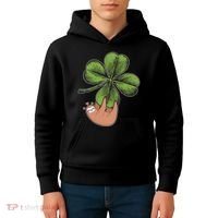 Cute St Patrick's Day Shamrock Sloth Kids Hoodie thumb 4