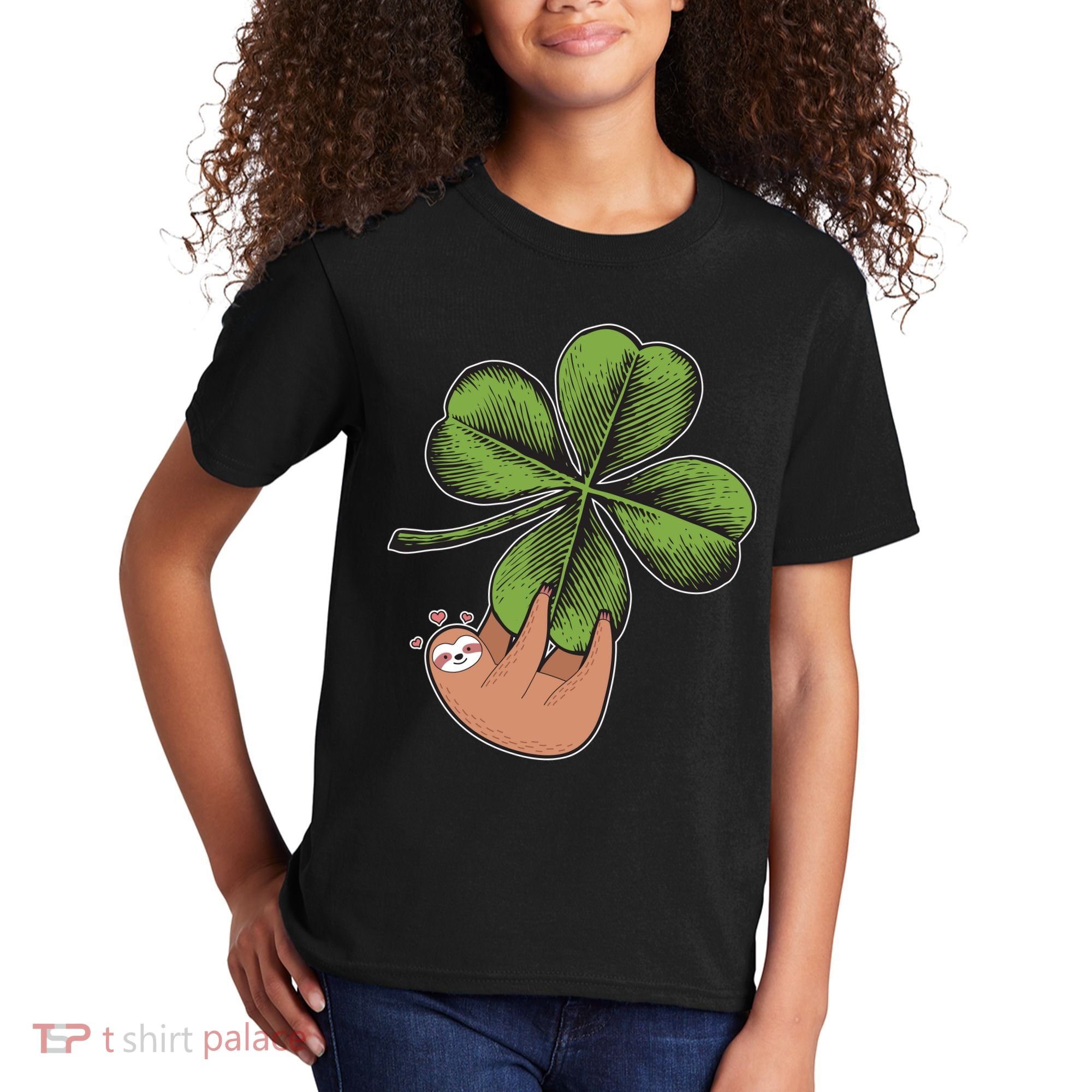 Cute St Patrick's Day Shamrock Sloth Kids T-Shirt