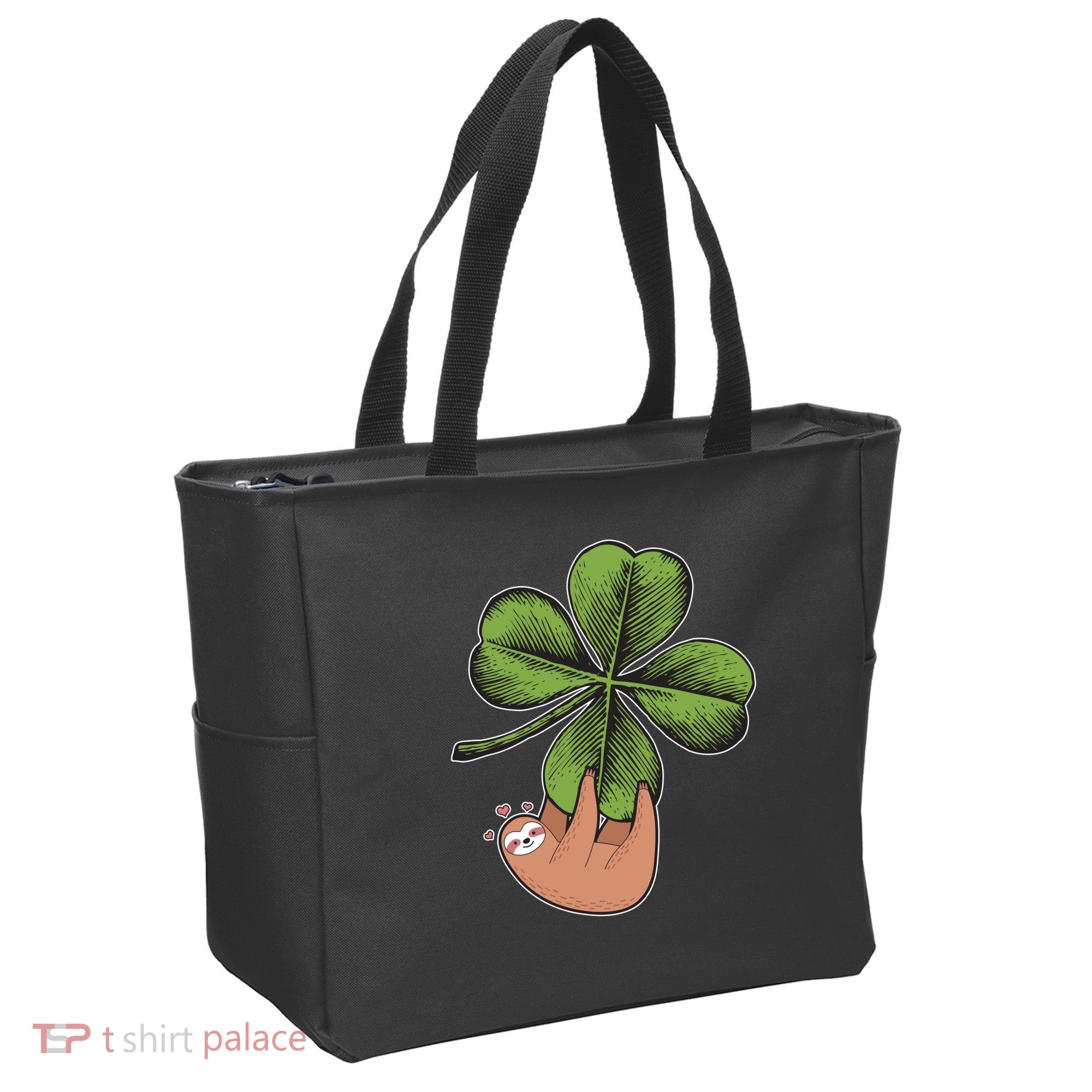 Cute St Patrick's Day Shamrock Sloth Bag